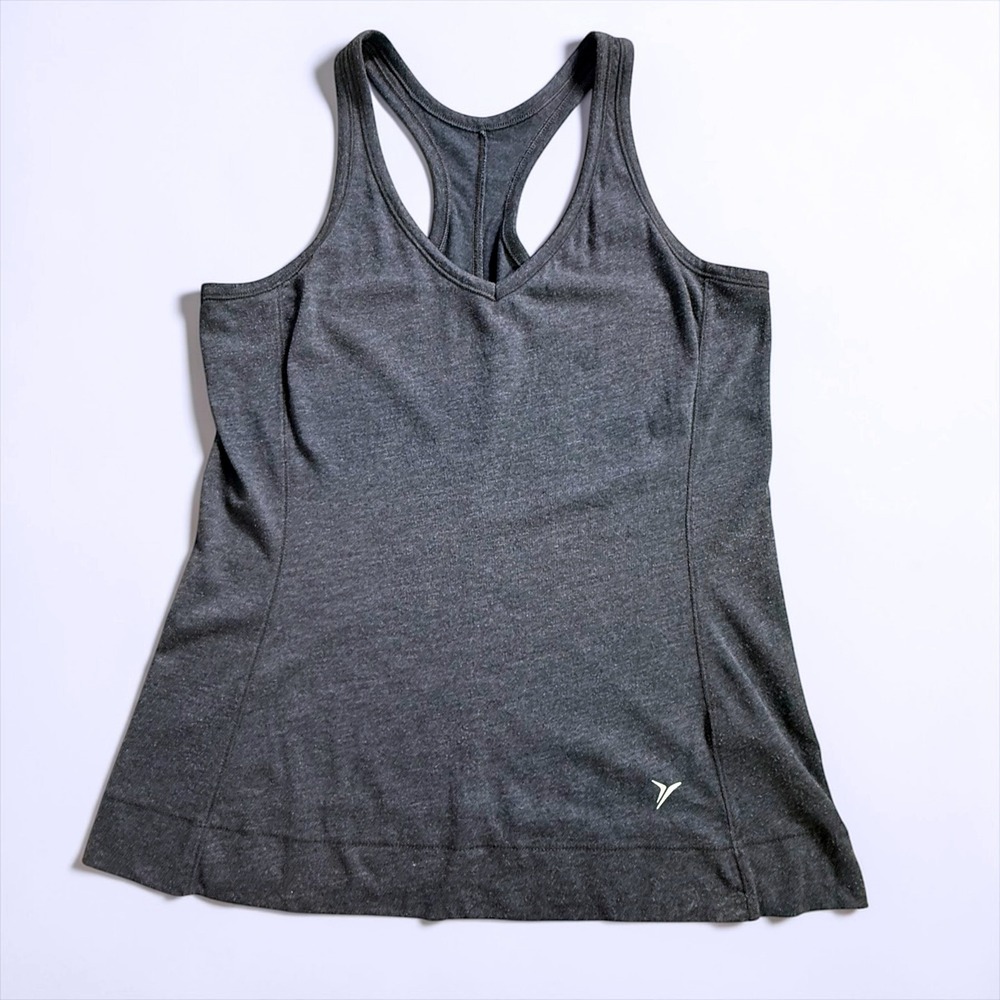 Old Navy Active Womens Gray Heathered Racerback Tank Top V-Neck Size M